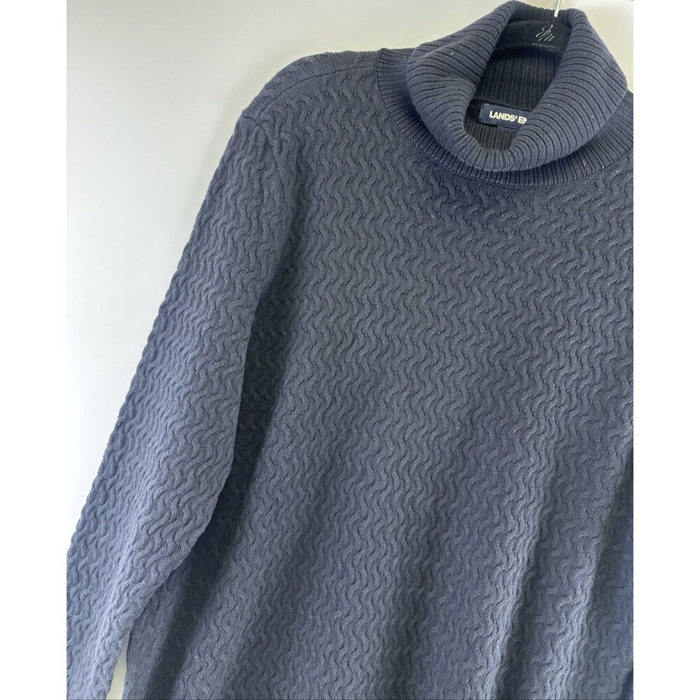 Lands End‎ Black Turtleneck Sweater Tunic Textured Pullover Cotton Womens XL - Picture 3 of 10